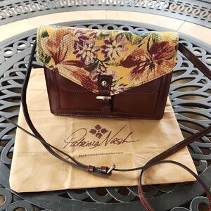 Patricia Nash Brown Leather Floral Crossbody Bag